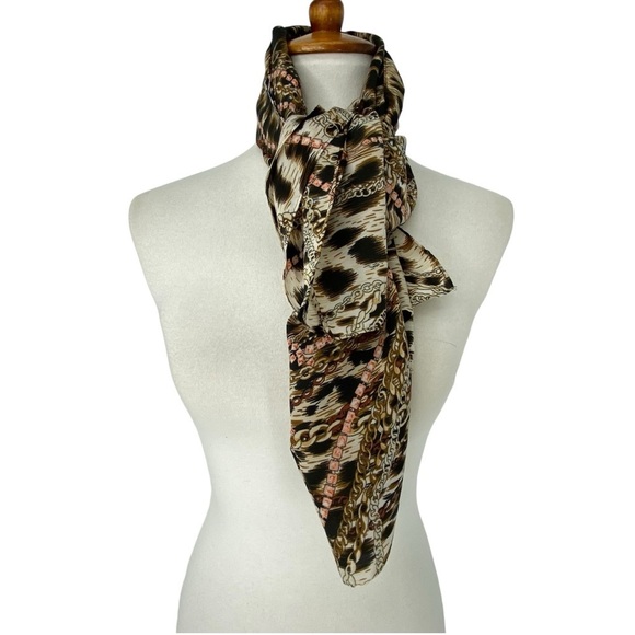 "COLLECTION 18" Multi-color SCARF Geometric Leopard Print 35x35 - Picture 1 of 6